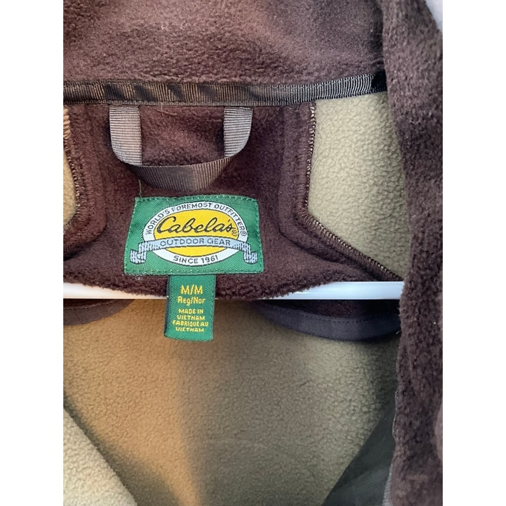 Cabela's Mens Advantage Max-4 Camo Full Zip Fleece Jacket Medium Brown Tan